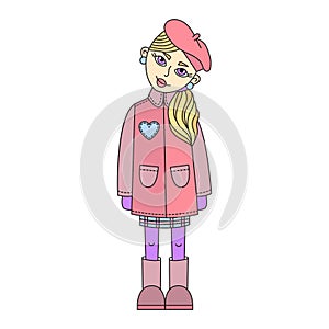 Girl winter look colorful vector illsutration photo