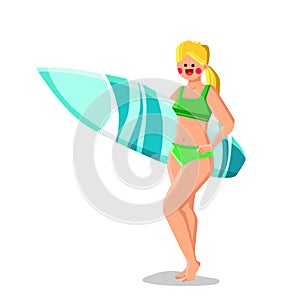 girl woman surfing beach vector