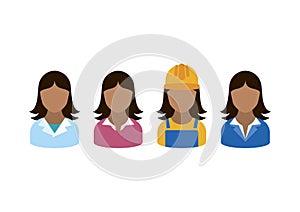 Professional women occupation icon set vector