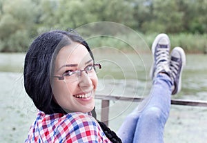 Girl on wooden dock