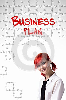 Girl and the words Business Plan