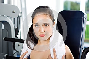 Girl working out in the gym