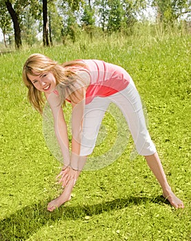 Girl working out in the park