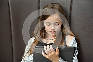 Girl working with tablet pc