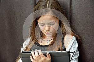 Girl working with tablet pc