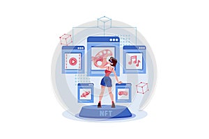 Girl working on Virtual NFT