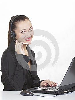 Girl works on a computer