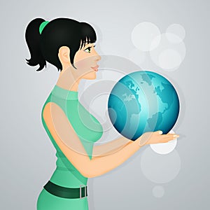 Girl with world in her hands