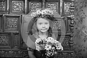 GIRL WITH wreaths of flowers on the head
