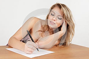 Girl writing a letter