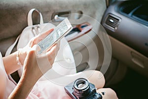 Girl writing SMS on the phone