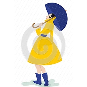 Girl with yellow raincoat