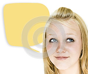 Girl with Yellow Speech Bubble