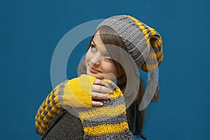Girl in yellow winter scarf
