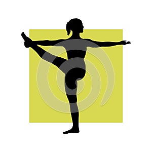 Girl in yoga pose on the square background. EPS,JPG.