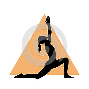 Girl in yoga pose on the triangle background. EPS,JPG.
