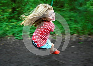 Girl Having Fun on Zip Wire