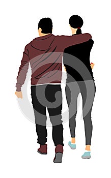 Girlfriend and boyfriend hugging on date vector illustration. Love concept. Boy and girl closeness.
