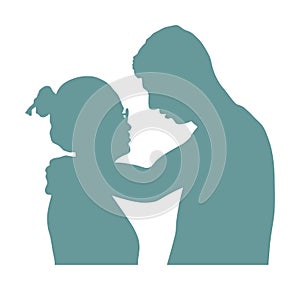 Girlfriend and boyfriend kissing on date vector silhouette. Love concept. Boy and girl hugging vector. Togetherness, tenderness.