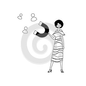 The girlfriend is holding a string circumference display control panel that attracts matter . hour concept . black and photo