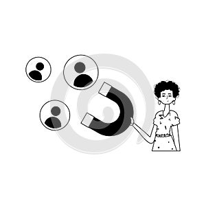 The girlfriend is holding a string circumference display panel that attracts matter . hour concept . black and egg photo