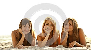 Girlfriends in bikini on the beach