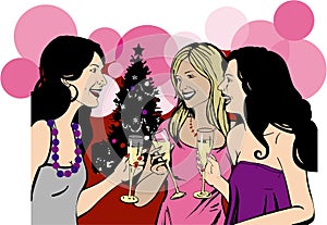 Girlfriends celebrate Christmas party