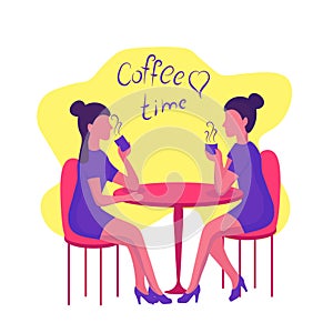 Girlfriends drinking coffee.