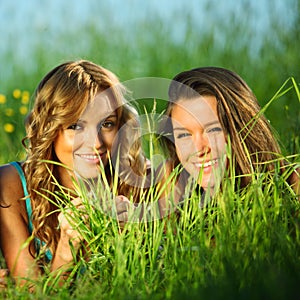 Girlfriends on grass