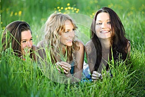 Girlfriends on grass