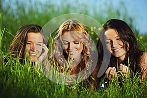 Girlfriends on grass
