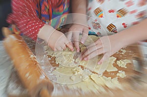 Girls baking cookies