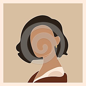 Girls with bob hairstyle abstract female shap and silhouette Abstract women portrait in pastel colors contemporary art posters Fas