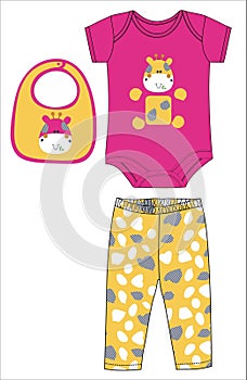 girls boydsuit with pant bip print design vector