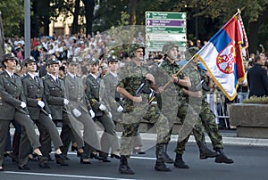 Girls cadet unit in march