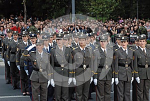 Girls cadet unit singing Serbian anthem