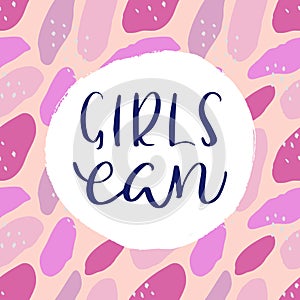 Girls can lettering. Poster and postcard design.