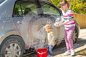 Girls car washing