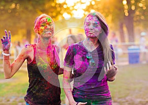 Girls celebrate holi festival