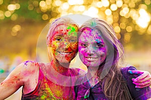 Girls celebrate holi festival