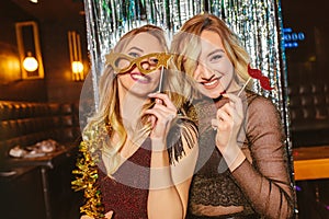 Girls celebrating new years eve at the nightclub.