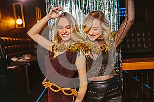 Girls celebrating new years eve at the nightclub.