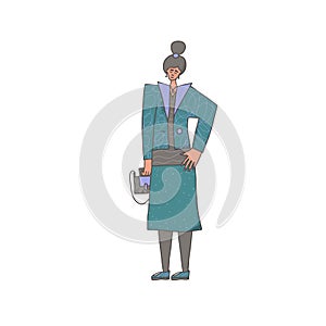 Girls characters isolated. Vector cute falt woman