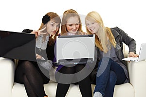 Girls communicate on Internet with foreigners