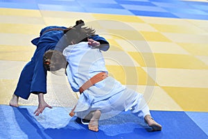 Girls compete in Judo