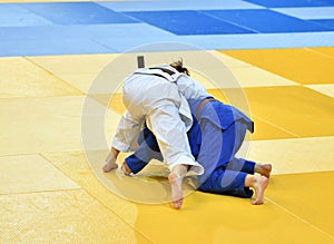 Girls compete in Judo