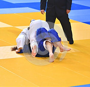 Girls compete in Judo