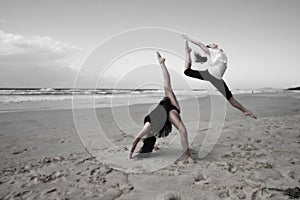 Girls dancing on beach