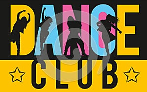 Girls dancing modern dance styles inside lettering dance club