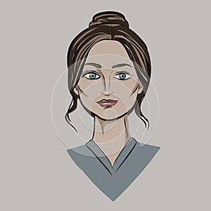 Girls with different hairstyles. Women`s hairstyles, hair styling. Beauty salon, hairdresser. Isolated vector